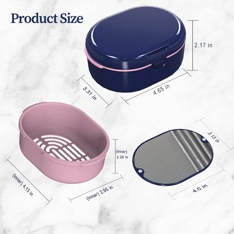[Australia] - Dentures Case, Denture Bath Case Cup Box Double Layer Dry and Wet Separation Portable False Teeth Container, Denture Cup with Lid for Cleaning Household Office Travel(Blue) Blue 