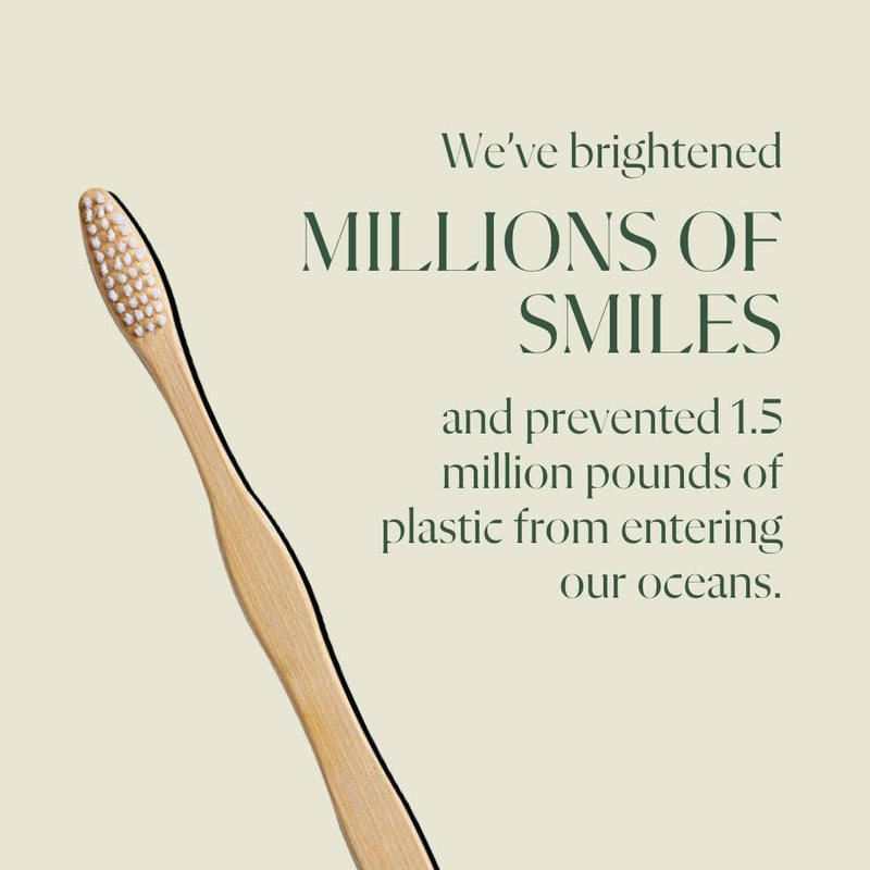 Biodegradable and Eco-Friendly Bamboo Toothbrush 4-Pack - BPA Free Soft Bristle - Dentist-Approved and All-Natural with Positive Affirmations Etched on Handles by Plus Ultra 4 Count (Pack of 1)