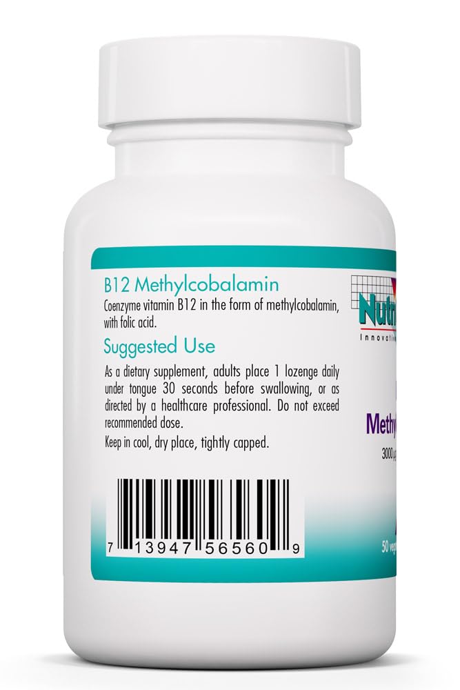 NutriCology B12 Methylcobalamin Bioactive Vitamin B12, 50 Lozenges | Bioactive Methylcobalamin Lozenges for Immune Health and Energy Support, Vegetarian, 50 Servings per Bottle