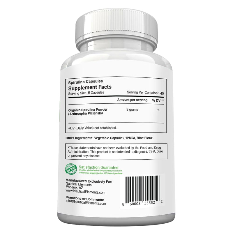 [Australia] - Spirulina Capsules 3000mg - 40 Servings Of Organic Spirulina Capsules - Rich in Protein, Antioxidants & Vitamins - 240 Organic Spirulina Powder Capsules - Supports Immune & Cardiovascular Health 240 Count (Pack of 1) 
