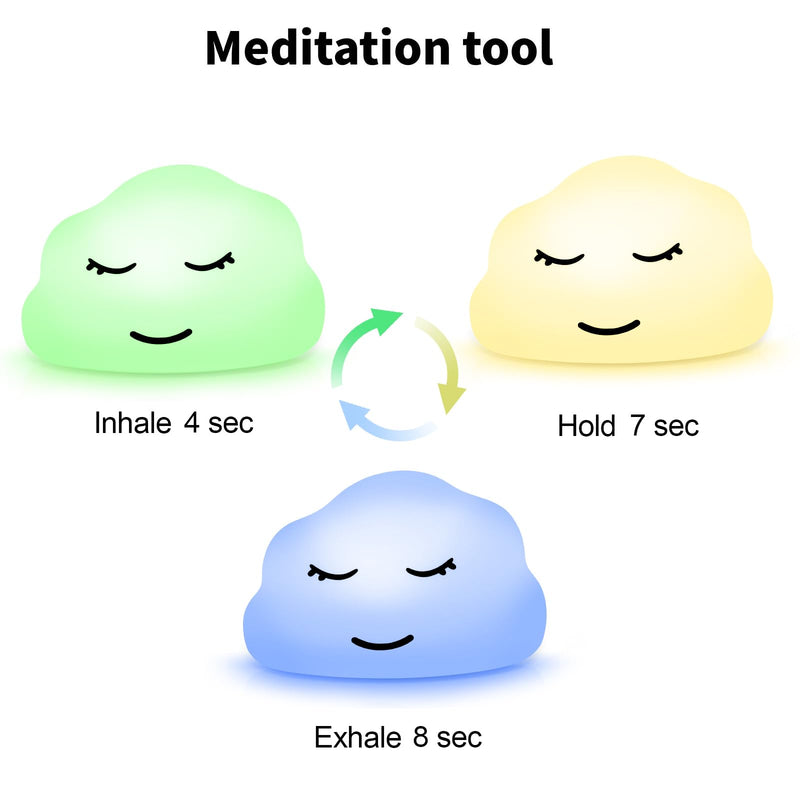 [Australia] - Breathing Lamp Guided Visual Meditation Tool for Mindfulness,Anxiety Relief&Calm Your Mind for Stress&Visual Relaxation and Restful Sleep,478 Seconds Breathing Rate Change 3 Colors,Gift for Kids 