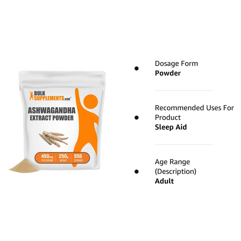 BulkSupplements.com Ashwagandha Root Extract Powder - Ashwagandha Supplement, Ashwagandha Powder - from Ashwagandha Root - Vegan & Gluten Free, 600mg per Serving, 250g (8.8 oz) (Pack of 1) 8.82 Ounce (Pack of 1)