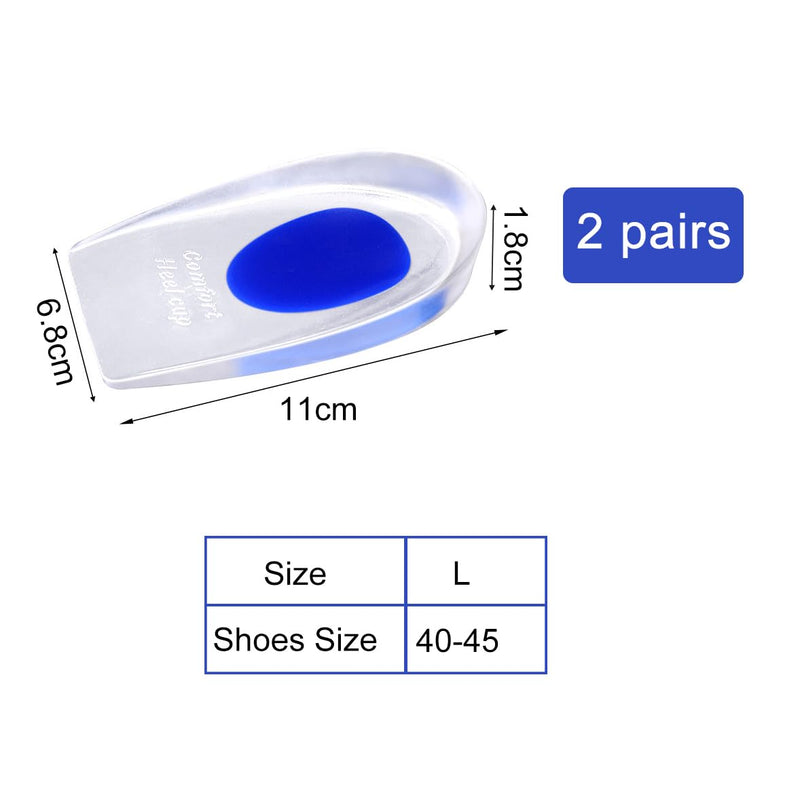 [Australia] - Neoreser Heel Spur Insoles, Gel Heel Cushion Heel Pads Silicone Gel Heel Cups Orthopedic Gel Cushion Insoles for Plantar Fasciitis Heel Spurs and Achilles Pain (39-45, 2 Pairs) Big 