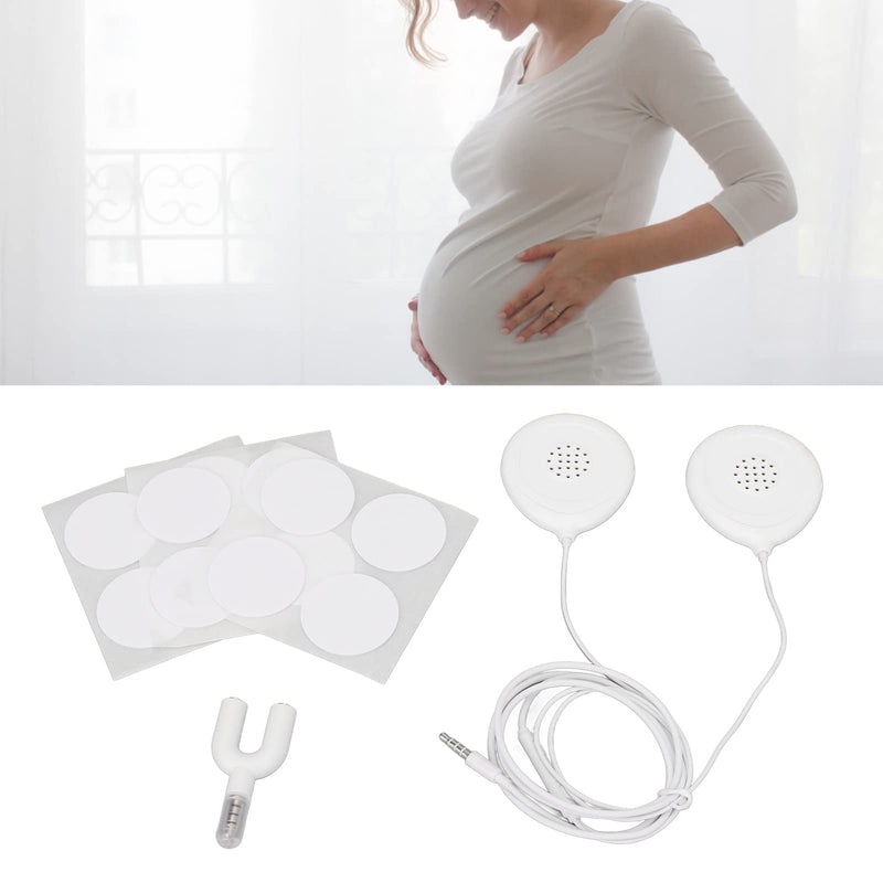 [Australia] - Dioche Pregnancy Belly Speaker, Baby Belly Headphones, Music Splitter, 12 Stickers, Pregnancy Headphones, Pregnancy Monitors for Women, Mother, White 