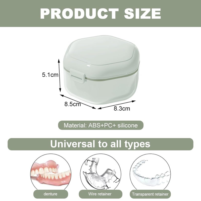 [Australia] - GmeDhc Braces box with strainer, portable denture box cover, invisible braces storage box, triple hollow drain, denture box, for holder, cleaning box light green 