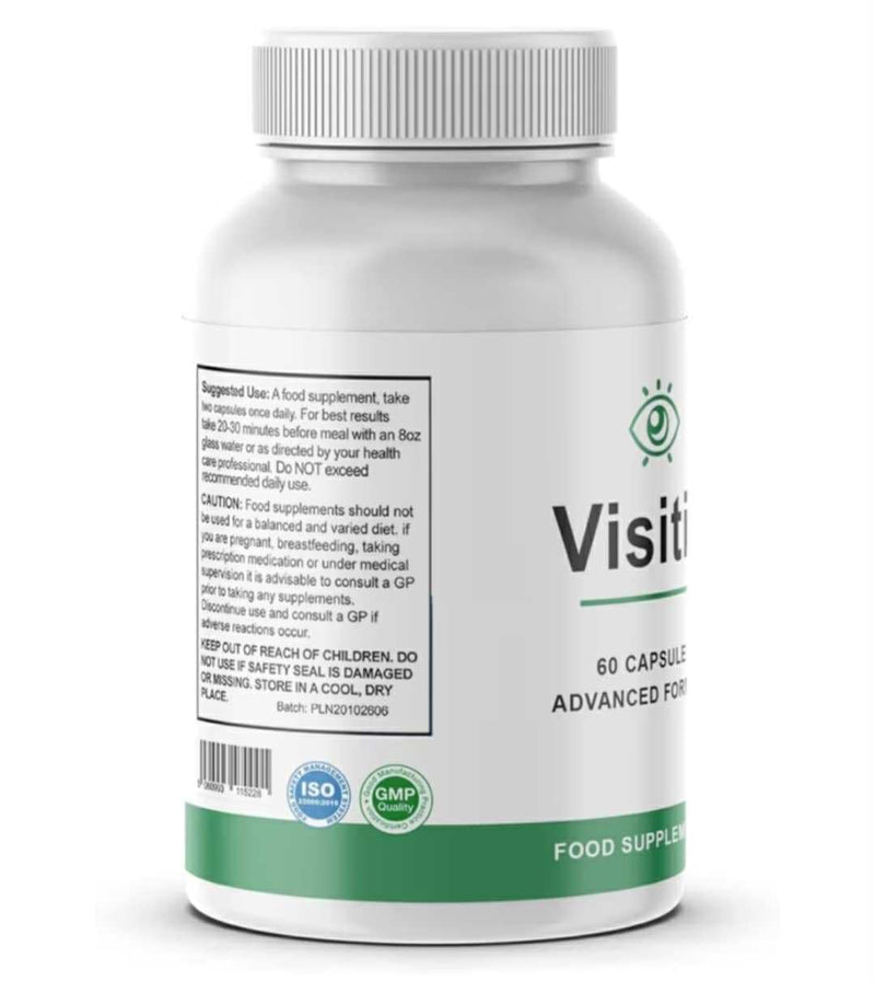 Visitix Eye Health Food Supplement – Advanced Formula with Vitamins A, C, D, Zinc, Lutein & Astaxanthin – 60 Capsules – Vegan – Made in the UK