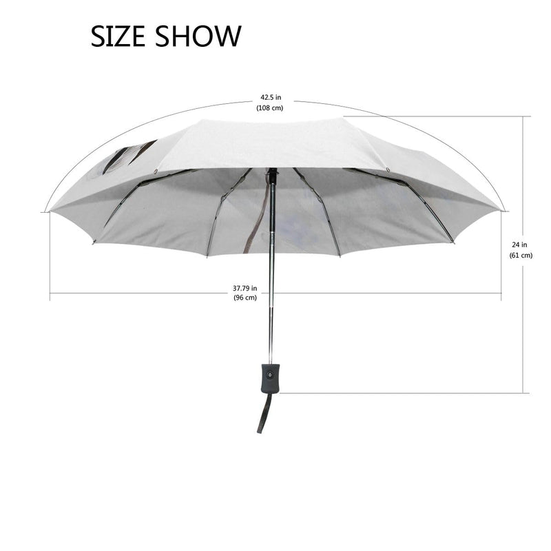 FORMRS Automatic Umbrella, Rose Pink Umbrella Compact Lightweight, Waterproof Windproof for Sun Rain Travel Watercolor Horse