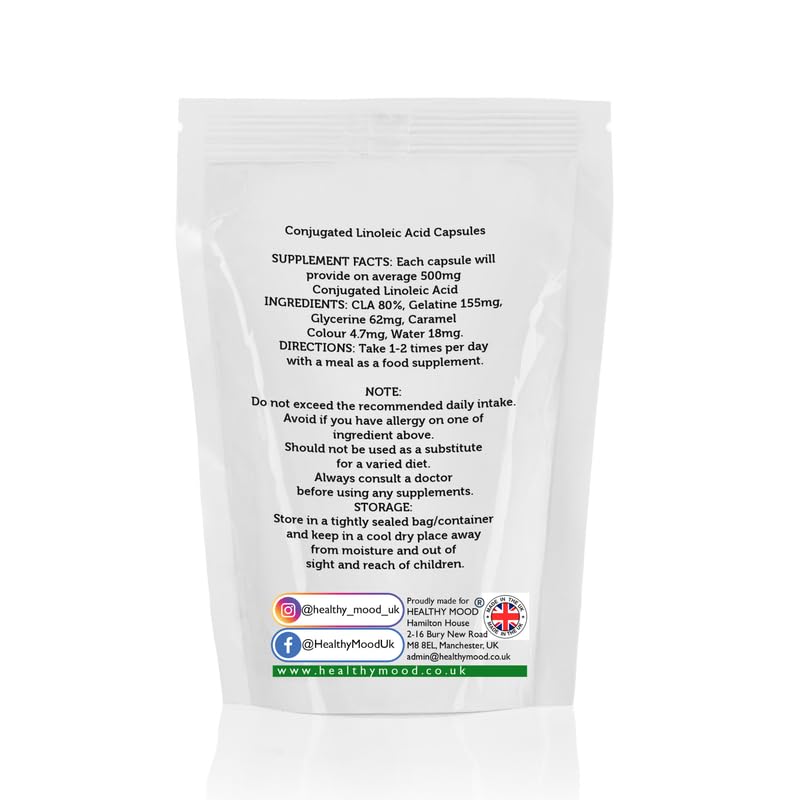 Conjugated Linoleic Acid 500mg CLA 500 Soft Capsules - LetterBox Friendly UK Fast Delivery -