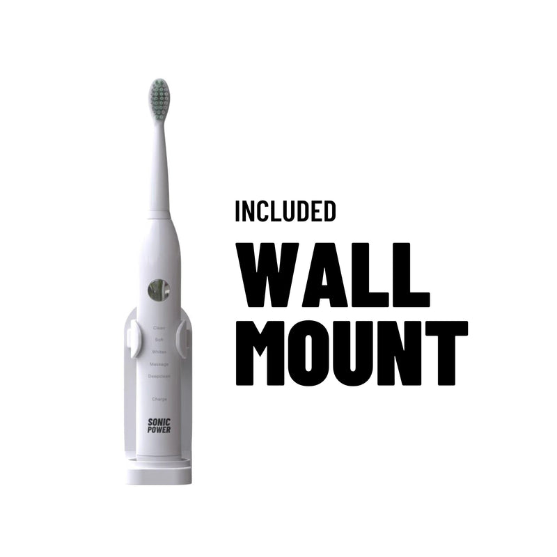 Electric Toothbrush Kit, Ultra Portable & Lightweight with 5 Cleaning Modes, 1 Year Supply of Brush Heads, Rechargeable Battery, Mirror Mount & Travel Cap Included (White)