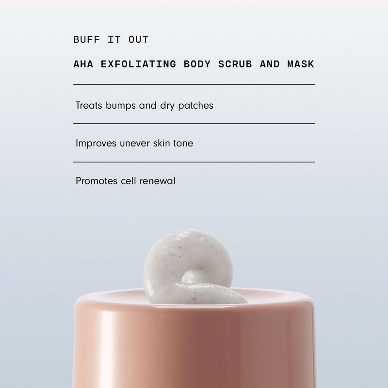 [Australia] - Versed Buff It Out AHA Exfoliating Body Scrub and Mask - Lactic Acid & Glycolic Acid Exfoliant - Microfine Pumice Body Exfoliator to Polish and Smooth Bumpy, Dry Skin - Vegan & Cruelty-Free (6 oz) 6 Ounce (Pack of 1) 