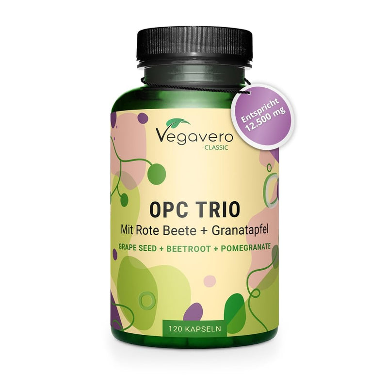 [Australia] - OPC Trio | High-dose Italian grape seed extract | With pomegranate & beetroot extract | Antioxidants | Vegan & No Additives | 120 capsules | German production of Vegavero® 