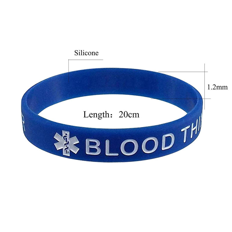 [Australia] - 5 Pack BLOOD THINNER Silicone Medical Alert Emergency Bracelet Wristbands 