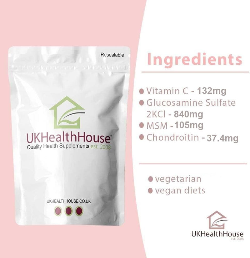 UKHealthHouse Glucosamine & Chondroitin High Strength Tablets | Glucosamine Complex with Chondroitin, MSM & Vitamin C 30 Tablets Combination Supplements for Joints
