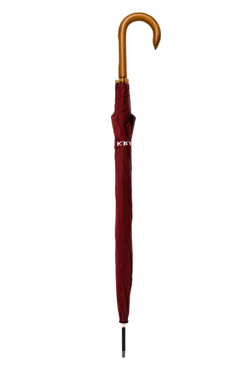 Generic Travel Umbrella, Real Wood Handle Classic Golf Umbrella Windproof Auto Open Rainproof Cane Stick Umbrellas Bordo