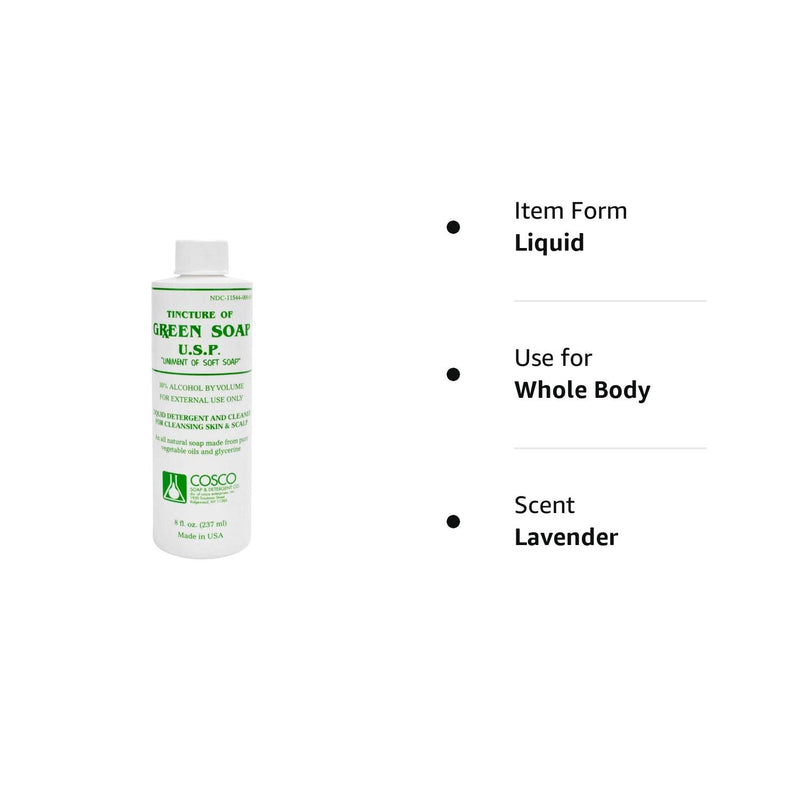 [Australia] - COSCO Pure Liquid Green Soap Stencil Tattoo Transfer Medical Prep Wash, 8 Fluid Ounce 