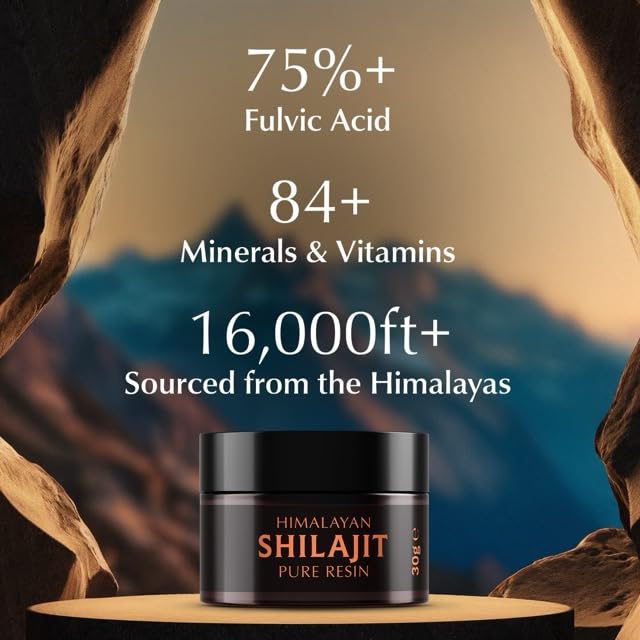 Ayumi Himalayan Shilajit Resin 30g| Shilajit Gold Grade 100% Pure from 18000 ft| 75% Fulvic Acid & 85+ Trace Minerals |Stamina & Vitality Booster | Testosterone Supplements for Men |600mg (50 Serves)