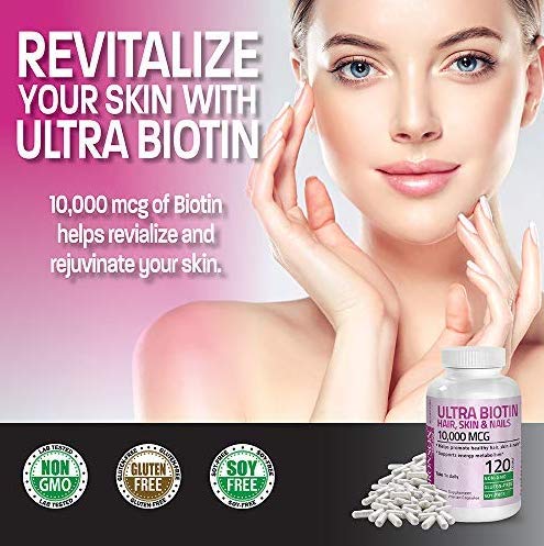 Bronson Ultra Biotin 10,000 mcg Hair, Skin & Nails, 120 Vegetarian Capsules | Once-Daily, Energy Metabolism Support, Non-GMO, Gluten-Free & Soy-Free 360 Count (Pack of 1)