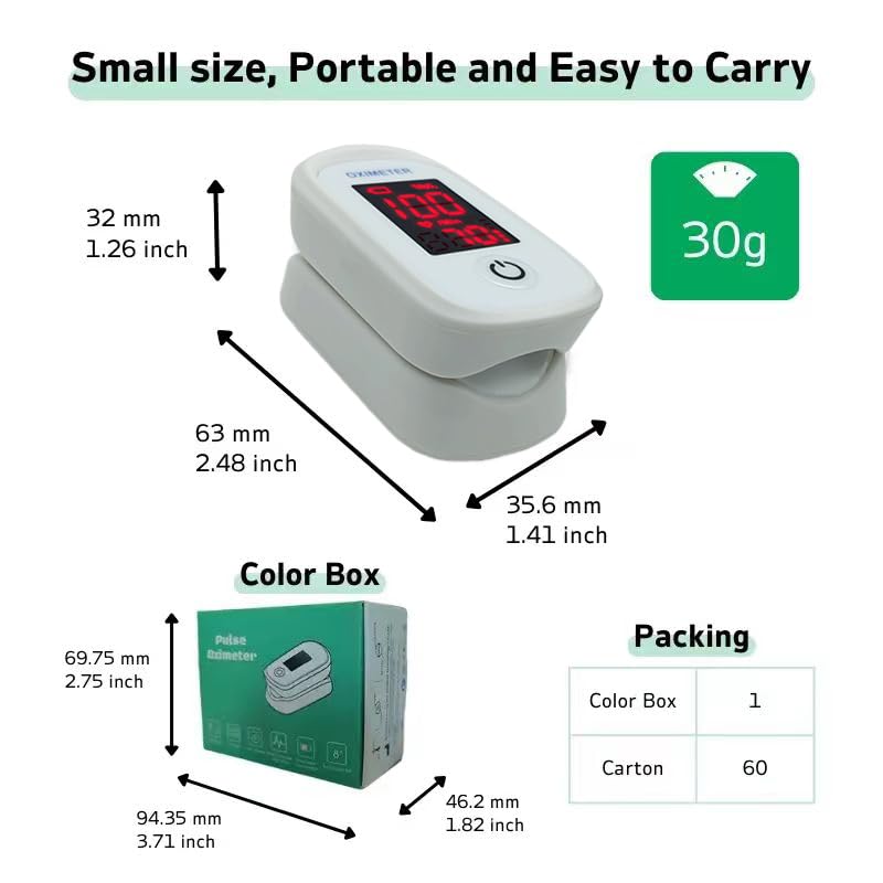 Fingertip Pulse Oximeter - Accurate Blood Oxygen Monitor (SPO2) & Heart Rate Monitor With Anti Motion Interference -Suitable for home/outdoor use