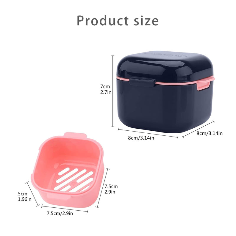 [Australia] - Fsahiuf Denture Box with Strainer, Denture Box Denture Box Retainer Container, Device Used as Storage and Washing for Portable Dentures, Dentures (Blue) Blue 