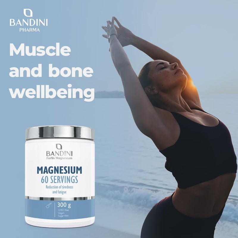 Bandini® Magnesium Powder 430mg - Pure Magnesium 60 Servings, Magnesium Carbonate Source of Magnesium Citrate, Intestinal Well-Being Supplement for Constipation, Anxiety, Stress, Memory (300g)