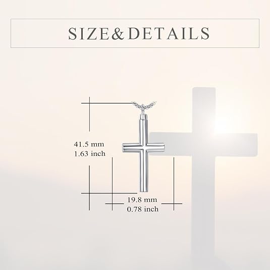 925 Sterling Silver Simple Bar Urn Pendant Memorial - Ashes Keepsake Exquisite Cremation Pendant Necklace Cross