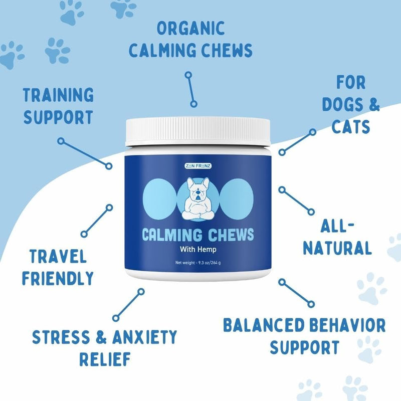 Zen Bites - Calming Chews for Pets - 120 Count - Organic Hemp Treats for Dogs & Cats - Stress Relief - Promotes Relaxation - Thunderstorms - Fireworks - Travel Friendly Duck 120 Count (Pack of 1) - PawsPlanet Australia
