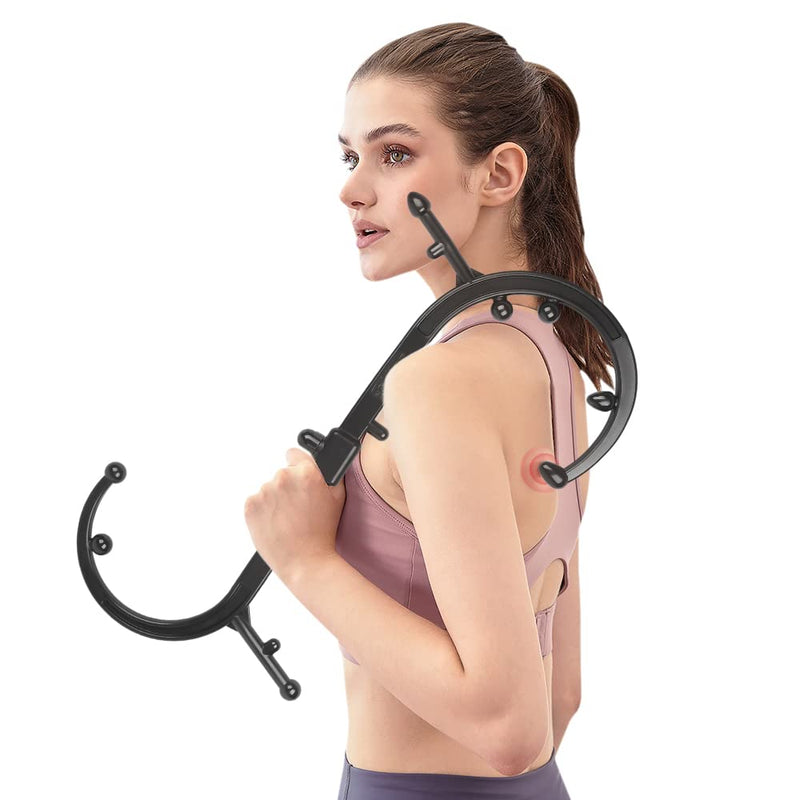 [Australia] - GOHIKING Trigger Point Massager for Neck and Back, Handheld Manual Self Massage Tool, Lower Back and Shoulder Massager, Myofascial Release - Deep Muscle Massage A1 Black 
