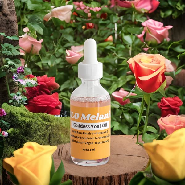 [Australia] - Glo Melanin Yoni Oil Wash for Women pH Balance and Wetness, Vaginal Oil or Feminine Oil for Ingrown Hair with Rose Petals, Almond Oil, Vitamin E Jojoba Oil Herbal Blend for Yoni Care (2 oz / 60ml) 