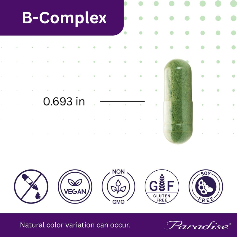 Paradise Herbs, Earth's Blend B-Complex, Methylated, Enzymatically Active Forms of B Vitamins + Superfoods, Supports Energy & Immunity, 60 Capsules (Pack of 2) 60 Count (Pack of 2)