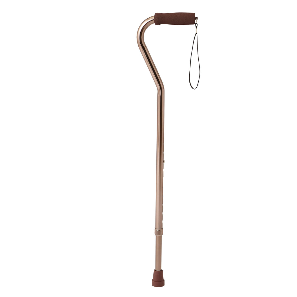 Medline Aluminum Offset Walking Cane, Adjusts 29-38" & Supports up to 300 Lbs. - Mobility Aid Provides Balance for Seniors & Adults Bronze