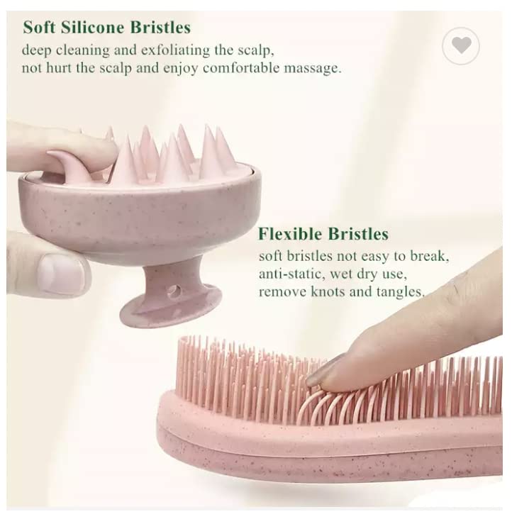 [Australia] - Eco-Friendly Detangler Brush w/Scalp Massager| Anit-Knot for Smooth & Frizz-Free Hair| Wet & Dry Scalp Exfoliator w/Soft Silicone Bristles| Dandruff Removal & Hair Growth (KHAKI) Khaki 