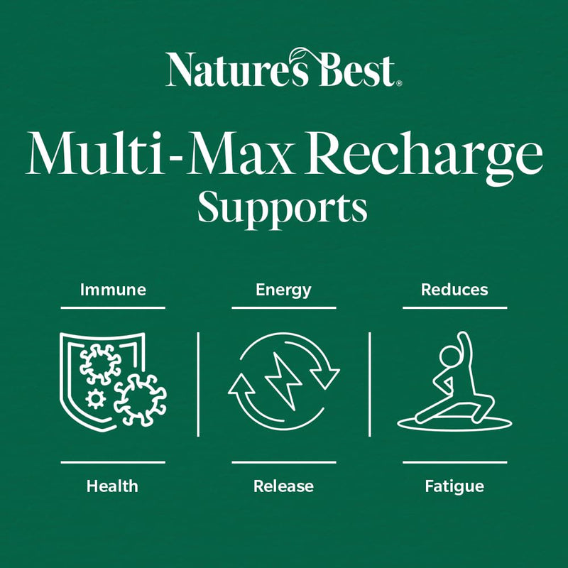 Nature's Best Multi-Max Recharge Multivitamin - with Vitamin B, C and Zinc - Energy & Immune Support - UK Made - 90 Tablets (1 Month's Supply)
