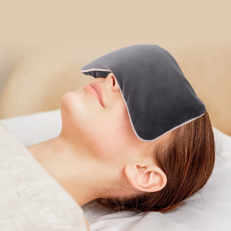 [Australia] - Comfheat Microwave Heated Eye Pillow Heat Compress, 23*9.5cm Moisturized Heat Mask with Washable Soft Cover for Relaxation, Sleep and Migraine Relief Eye Pillow Gray 