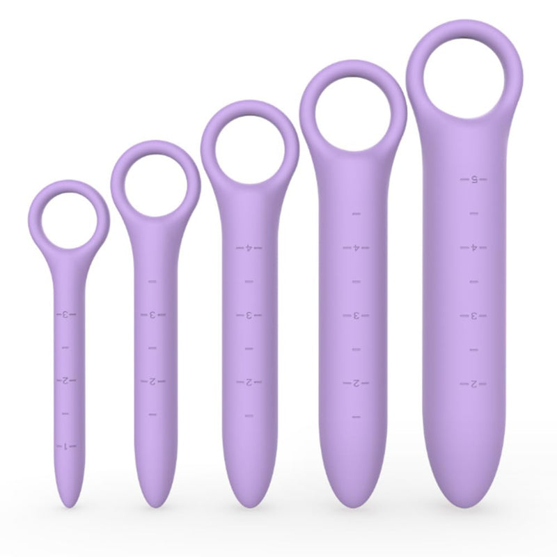 [Australia] - 5-Pack Silicone Dilators for Pelvic Floor for Women with Fine Scales, Pelvic Wand Massager，Pelvic Floor Muscle Trainer, Pelvic Floor Strengthening Device with Storage Bag, Purple 