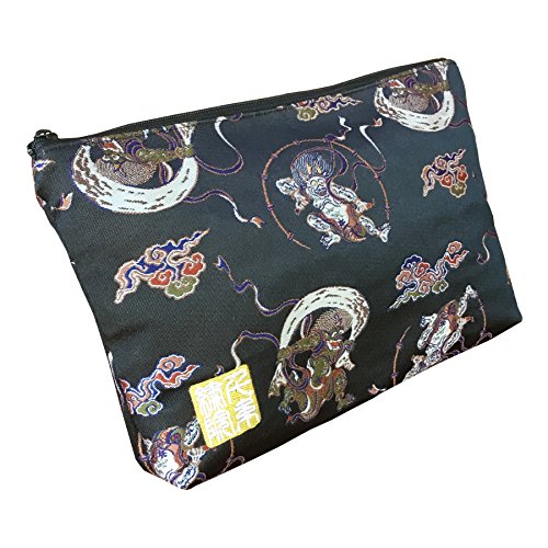 千糸繍院 Brocade zipper pouch, lined with Nishijin brocade, size M. Shikkokufujinraijin