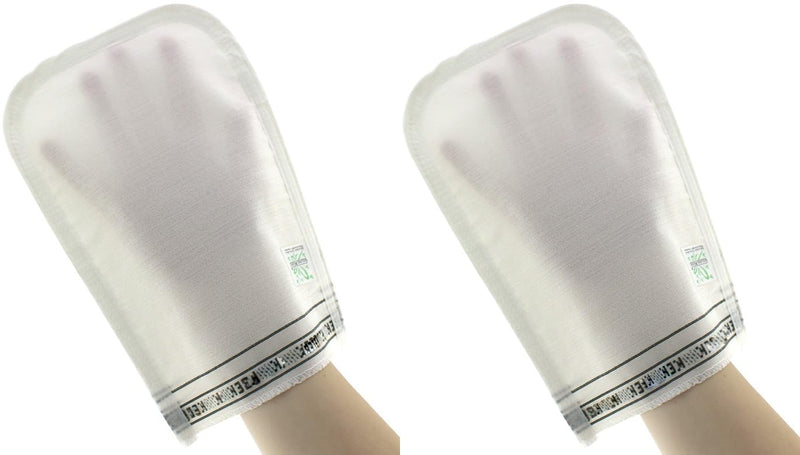 [Australia] - Kelebek Turkish Hammam Glove White - Exfoliating Gloves Set of 2 - HAMAM KESESI Set of 2 White 