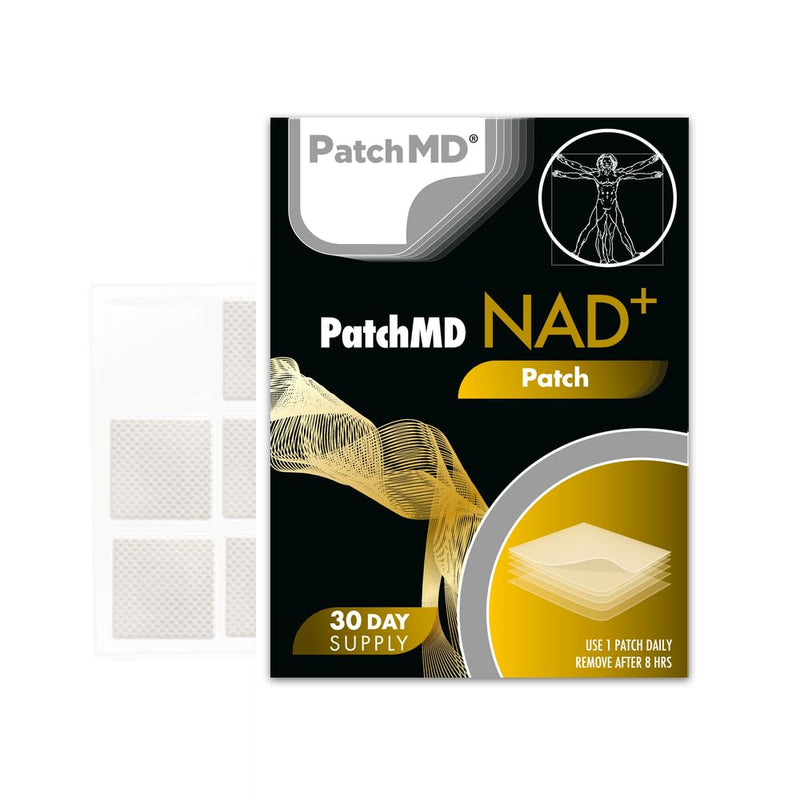PatchMD NAD+ 30 Daily Topical Patches. 100% Natural & Vegan. Allergy & Filler Free. High Absorption and More bioavailable. Suitable for Sensitive stomachs & bariatric.