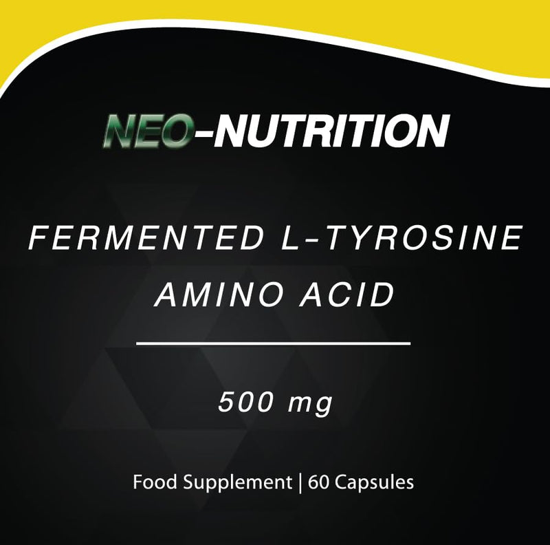Fermented L-Tyrosine 500mg 60 Vegan Capsules - Essential Amino Acid Support – 1 Month Supply – High Strength L Tyrosine Supplement - No Artificial Preservatives