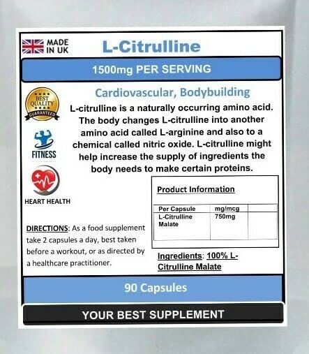 L-Citrulline Capsules 1500mg Cardiovascular Bodybuilding (HIGH Strength) 120