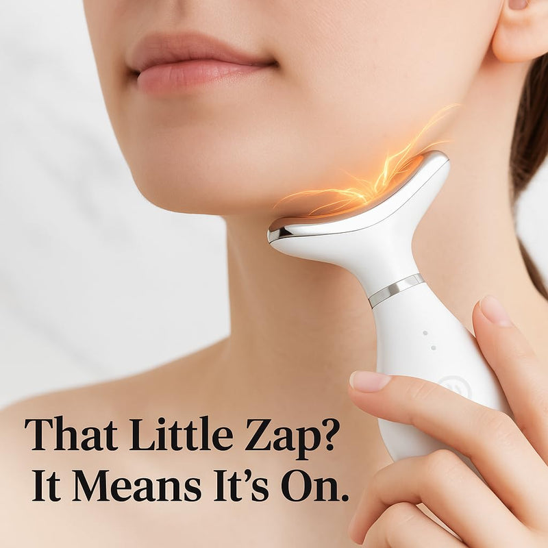 VIMINTO 3-in-1 Face Massager – Facial Massager Tool with Soothing Heat, Vibration, and Smart Touch – Red, Blue & Green Light Modes for Relaxation and Radiance – Compact & Portable - White