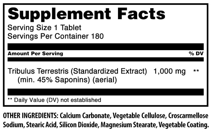 [Australia] - Amazing Formulas Tribulus Extract Supplement | 1000 Mg Per Serving | 180 Tablets | Non-GMO | Gluten Free | Made in USA Unflavored 