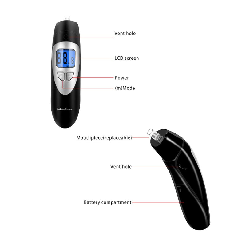 [Australia] - Ketone Analyzer Tester High-Precision Ketone Breath Monitor for Health Tracking Black 