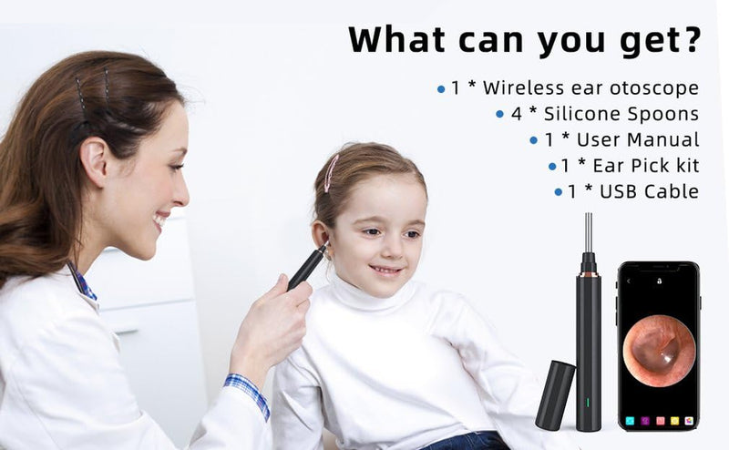 [Australia] - T2 Wireless Wifi Smart Otoscope Earwax Removal Tool Ear Endoscope with Led Light Visual Ear Scope for Adults and Children 
