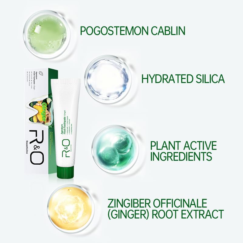 R&O Long-Lasting Fresh Ginger Mint Toothpaste, 3.53 oz - Removes Dental Plaque, Relieves Oral Discomfort, Enhances Oral Health, Maintains Fresh Breath - A Miracle for Oral Hygiene(3 Pack)