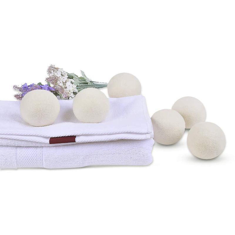 Wool Dryer Balls 6-Pack XL Laundry Dryer Balls Reusable Natural Fabric Softener New Zealand Organic Wool Handmade Reduce Wrinkles & Shorten Drying Time by WANTELL (White, XL)