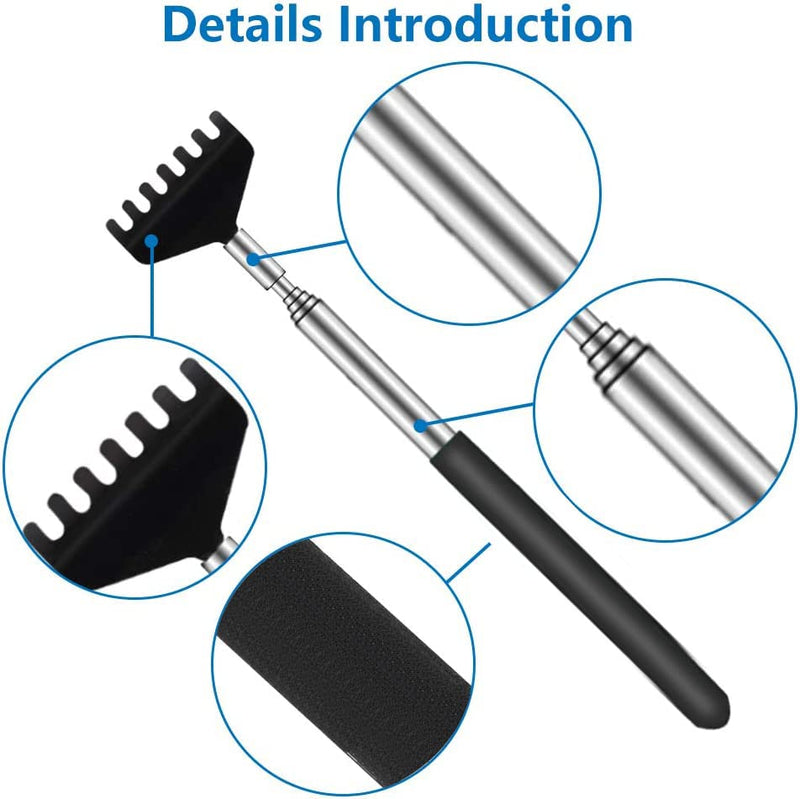 [Australia] - 6 Pack Extendable - Portable Telescoping Metal Back Scratchers/Hand Massager with Soft Rubber Handles for Thanksgiving, Birthday, Christmas Gifts 