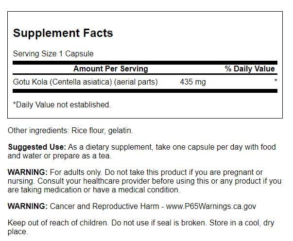 [Australia] - Swanson Gotu Kola 435 Milligrams 60 Capsules 