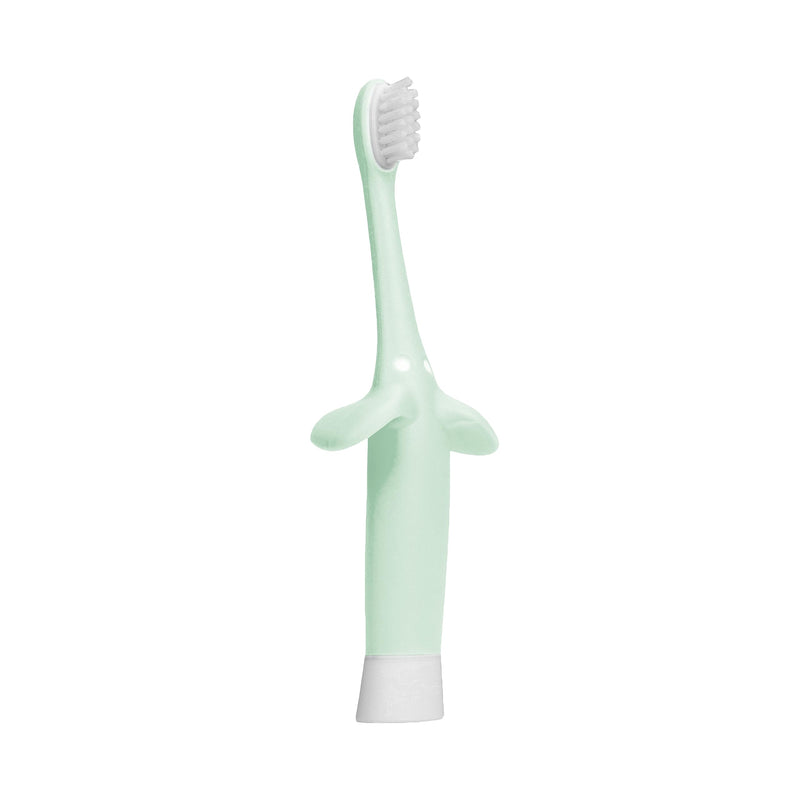 [Australia] - Dr. Brown's Infant-to-Toddler Training Toothbrush Set, Mint Elephant with Fluoride-Free Strawberry Baby Toothpaste, 0-3 Years 