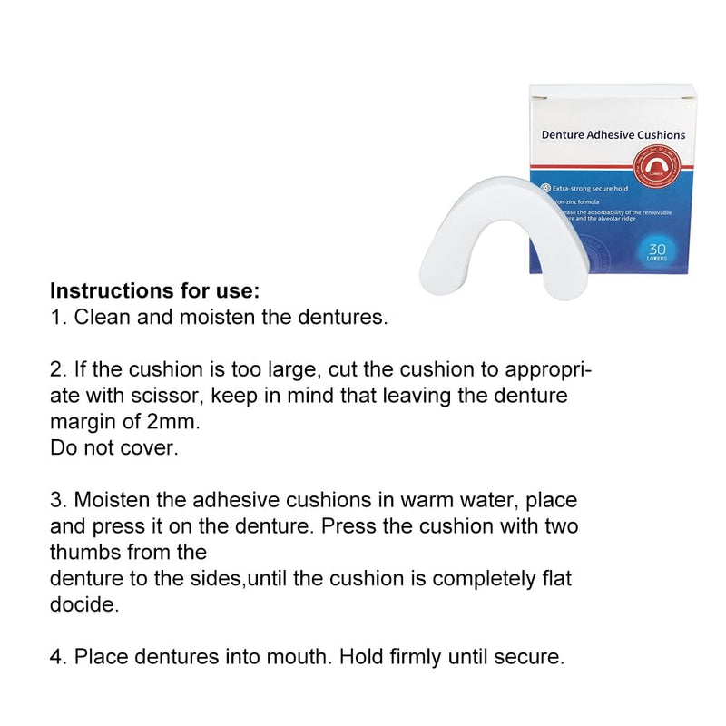 [Australia] - 120 Pads (4 Pack) Free Long-Lasting Lower Denture Adhesive Cushion, Denture Adhesive Soft Pad for Secure Hold and Food Seal (Lower) 