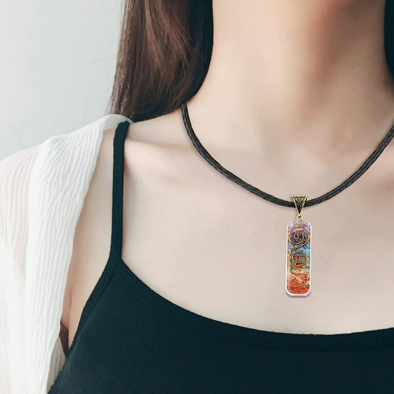 [Australia] - TOFBS Chakra Crystal Pendant Necklace & Bracelet Jewelry Set for Women Men, Reiki Healing Stone Necklace Bracelet Lucky Charm for Healing Protection Positive Energy Yoga Balance Meditation 